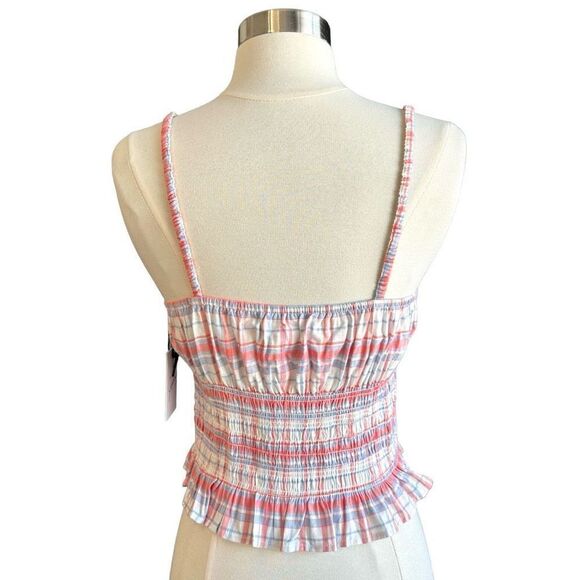 NWT Japna Smocked Ruffle Picnic Plaid Cami Crop Top - Picture 6 of 10